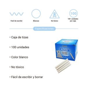 Tizas blancas x100, en caja