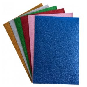 Goma eva con brillantina A4 2 mm Paquete x 6 colores