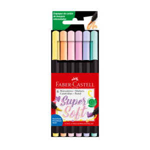 Marcador punta pincel x6 supersoft faber
