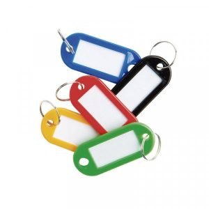 Llaveros portaetiquetas plásticos Plus Office colores surtidos x 20