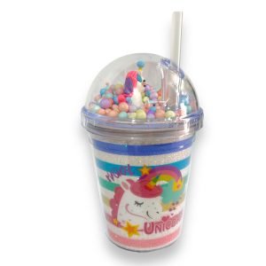 Vaso con sorbito unicornio
