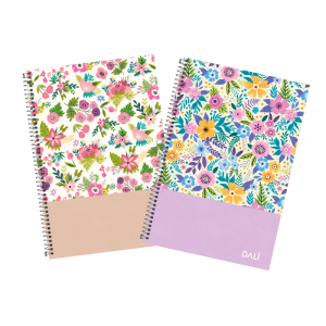 Cuaderno con espiral a5 70h con flores dali
