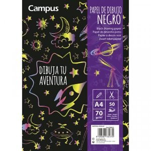Block de dibujo papel negro 50 hojas a4 campus university