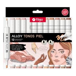 Marcadores x12 colores tonos piel