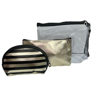 Neceser pack x3 dorado y negro