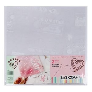 Sobre con dos hojas de acetato ilustrado diseño "viajes y periodico"