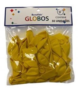 Globos 9'' Amarillo Bonafide bolsa x50