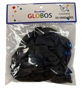 Globos 9'' Negro Bonafide bolsa x50