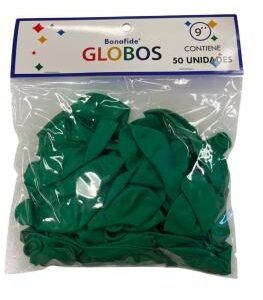 Globos 9'' Verde Bonafide bolsa x50