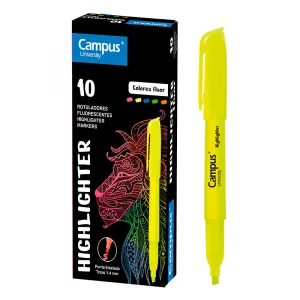 Marcador resaltador fluo trazo grueso x10