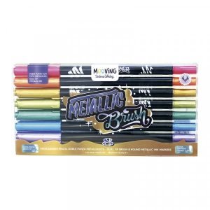Marcador punta pincel x8 metalizados mooving