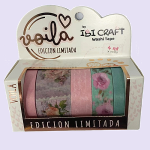 Cinta adhesiva decorativa x5 unidades serie rosas