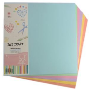 Pack con 36h papeles color pastel 180g ibi craft