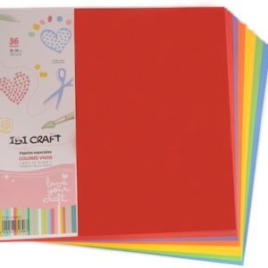 Pack con 36h papeles colores fuertes 180g ibi craft