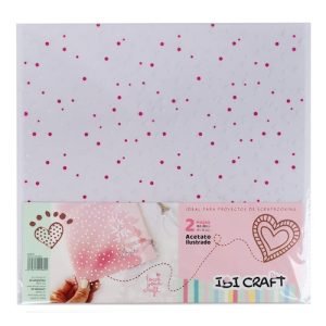 Sobre c/2 hojas de acetato ilustrado diseño "corazones y puntos"