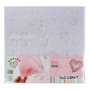 Sobre con dos hojas de acetato ilustrado diseño "amor y mariposas"