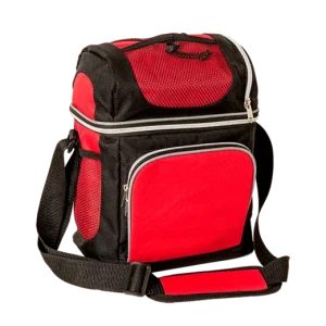 Lunchera cooler color negro y rojo 14,5 x 20,5 cm