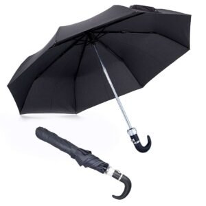 Paragua corto negro mango curvo