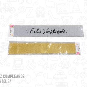 Banda feliz cumpleaños 16x9cm con brillos