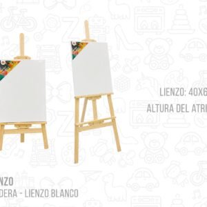 Atril de madera y lienzo blanco 40x60cm altura 120cm