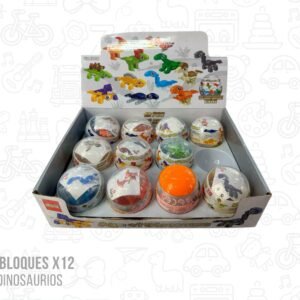 Exhibidor bloques x12 figuras de dinosaurios