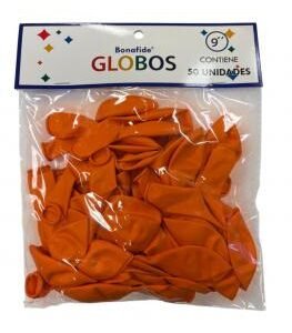 Globos 9'' Bonafide Naranja bolsa x50
