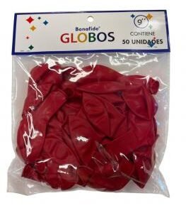 Globos 9'' Bonafide Rojo bolsa x50