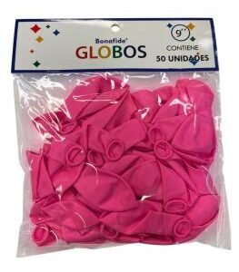 Globos 9'' Bonafide Rosado bolsa x50