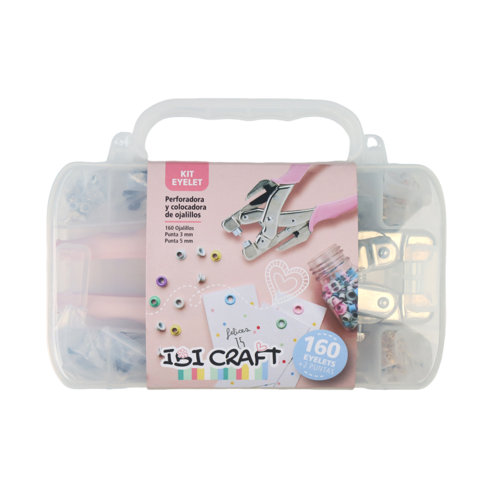 Set pinza perforadora IBI Craft para ojalillos con 2 punteros y 160 ojalillos