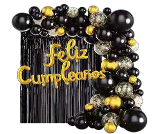 Arco Globos Dorado y Negro