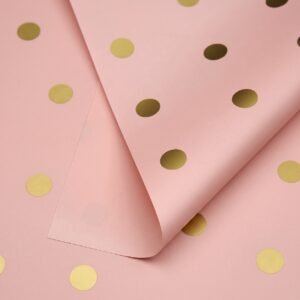 Papel coreano Ibi Craft 57x57cm rosado con círculos dorados x20