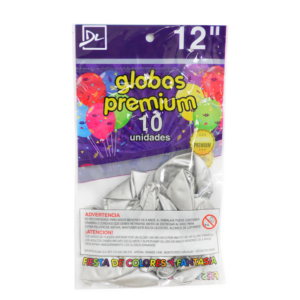 Globo 12" Metalizado Plata x10 Dali